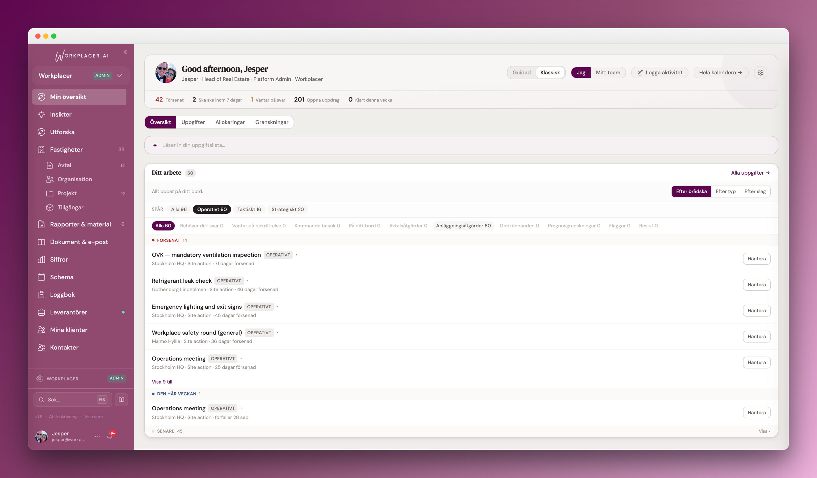 Workplacer in Swedish and Danish